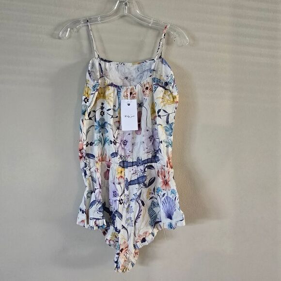 The Lazy Poet Womens Romper 100% Linen Size Medium Multicolor NWT - Picture 5 of 8